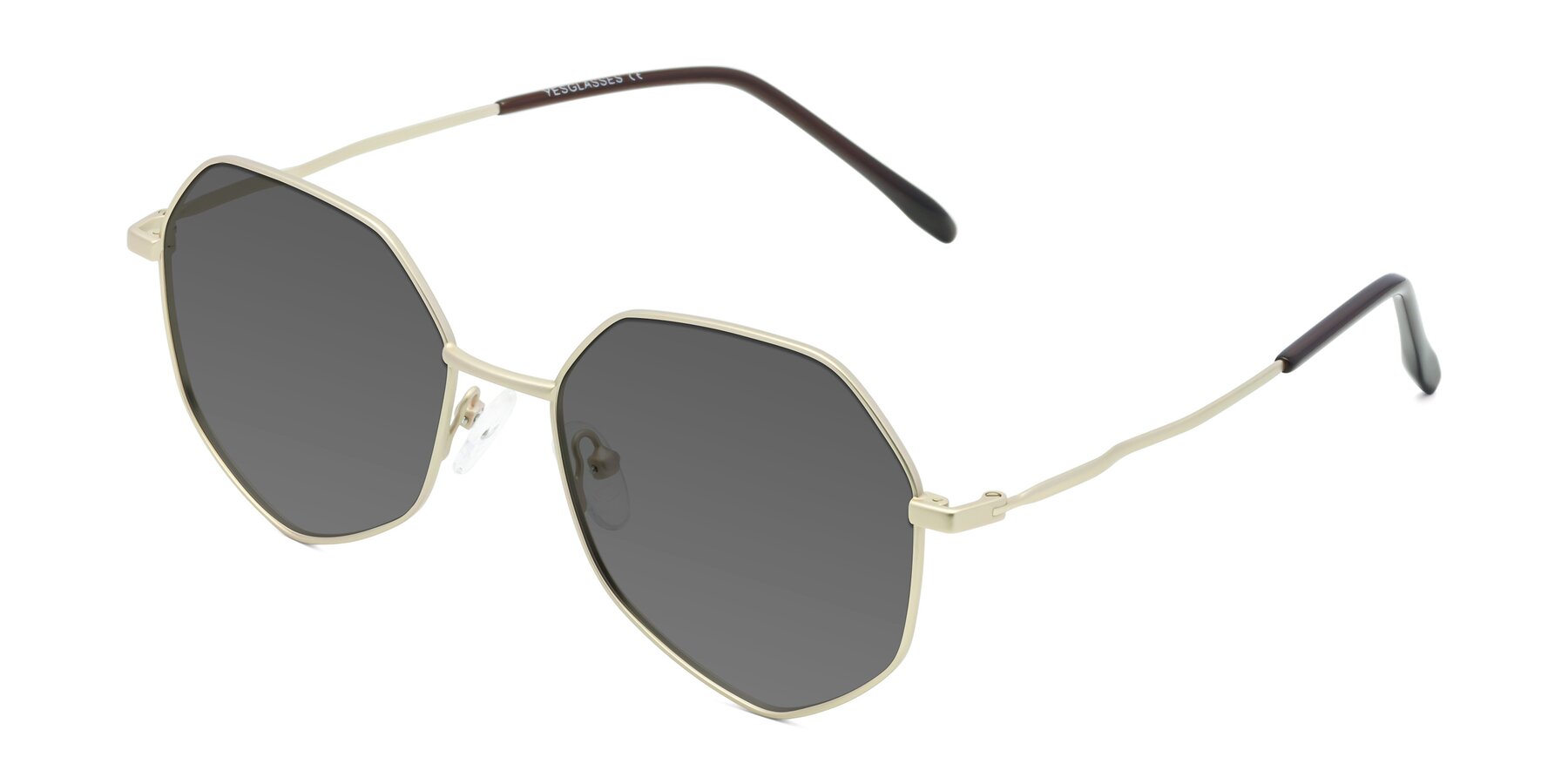 Angle of Sunshine in Light Gold with Medium Gray Tinted Lenses
