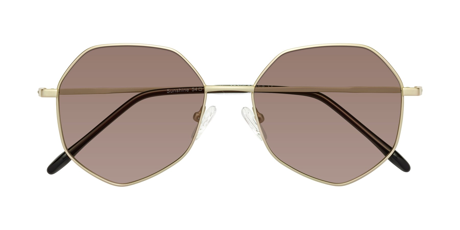 Folded Front of Sunshine in Light Gold with Medium Brown Tinted Lenses