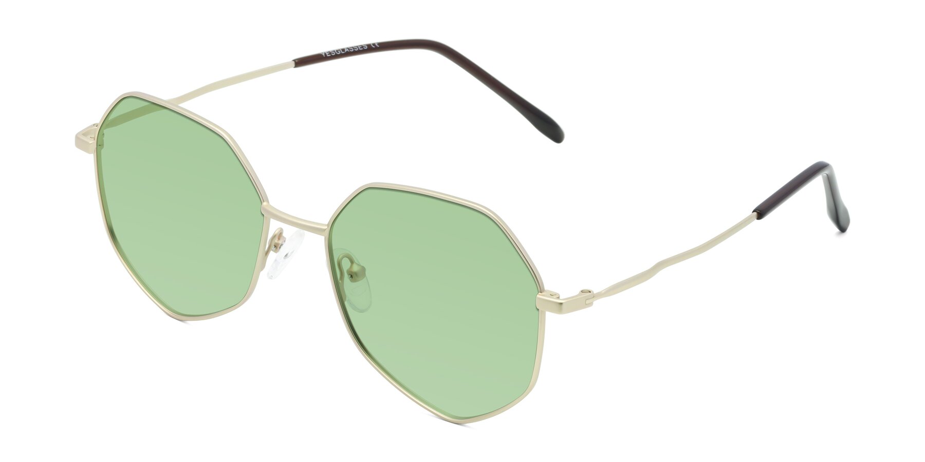 Angle of Sunshine in Light Gold with Medium Green Tinted Lenses