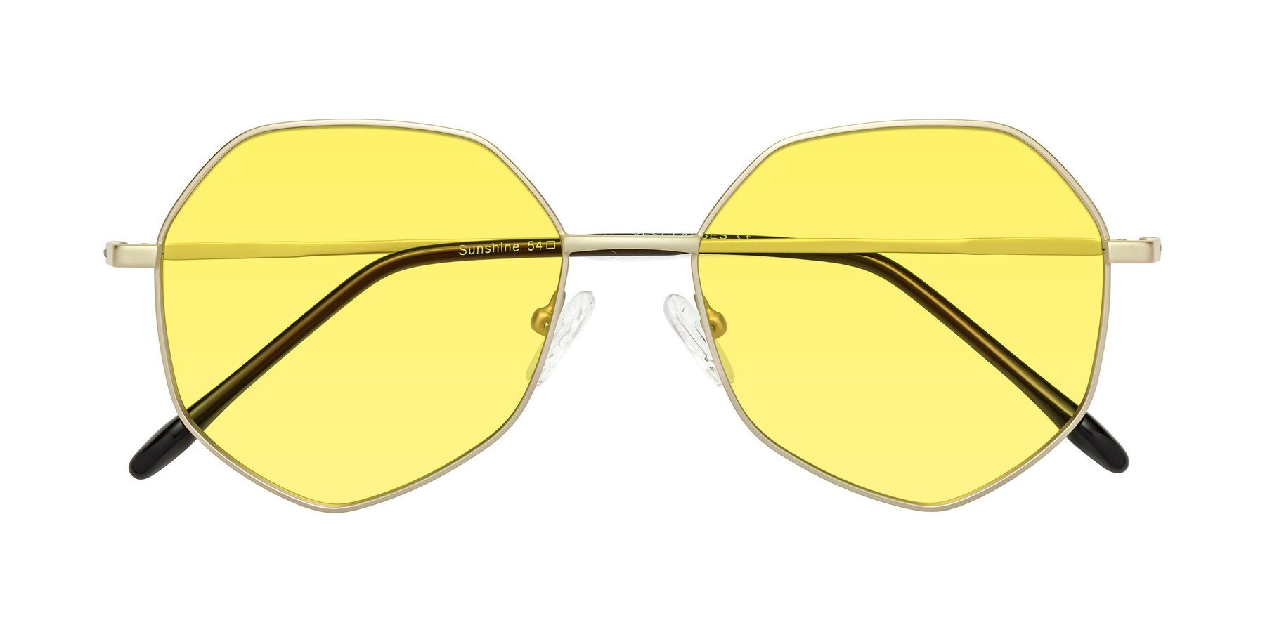 Folded Front of Sunshine in Light Gold with Medium Yellow Tinted Lenses