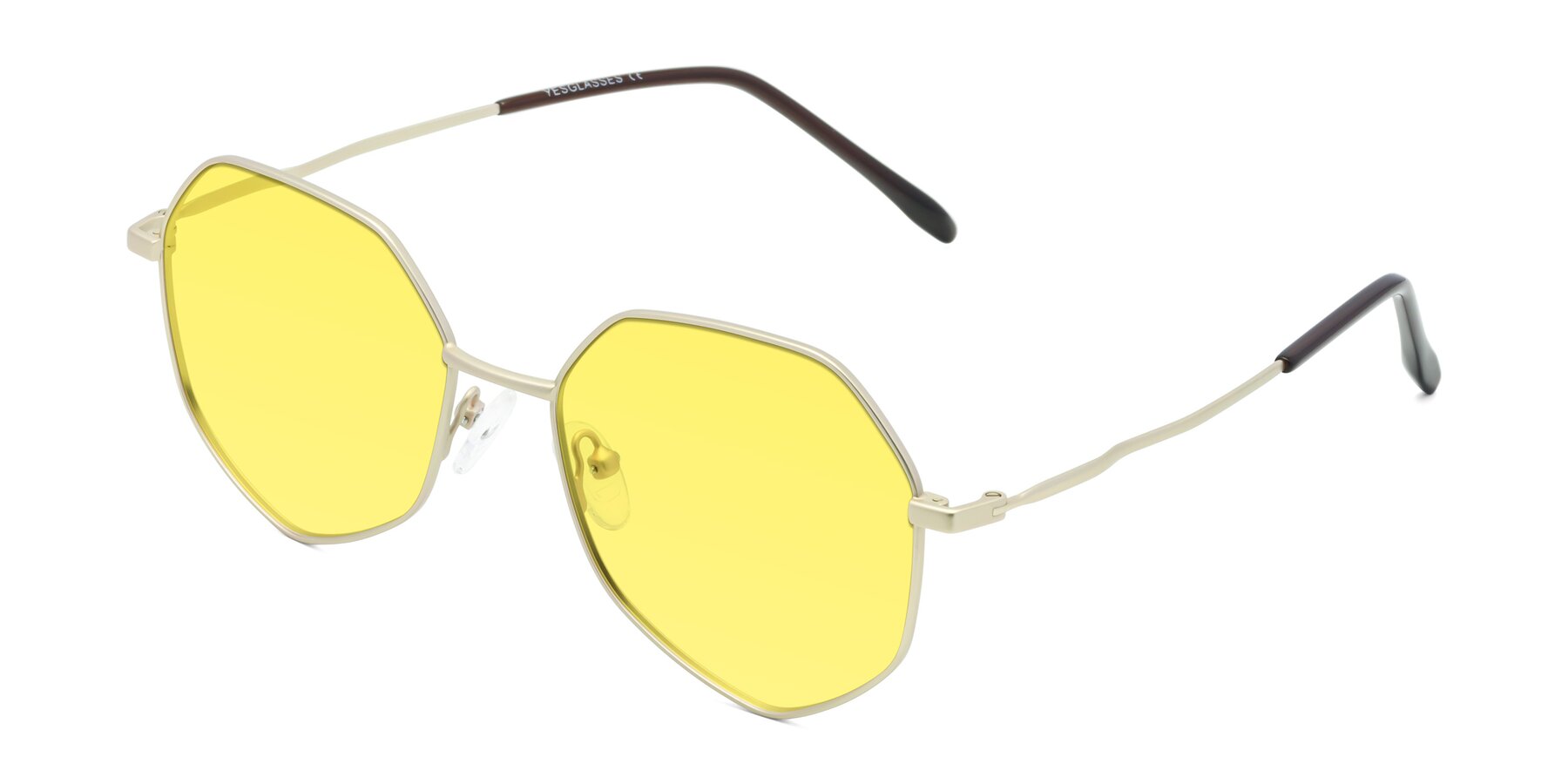 Angle of Sunshine in Light Gold with Medium Yellow Tinted Lenses