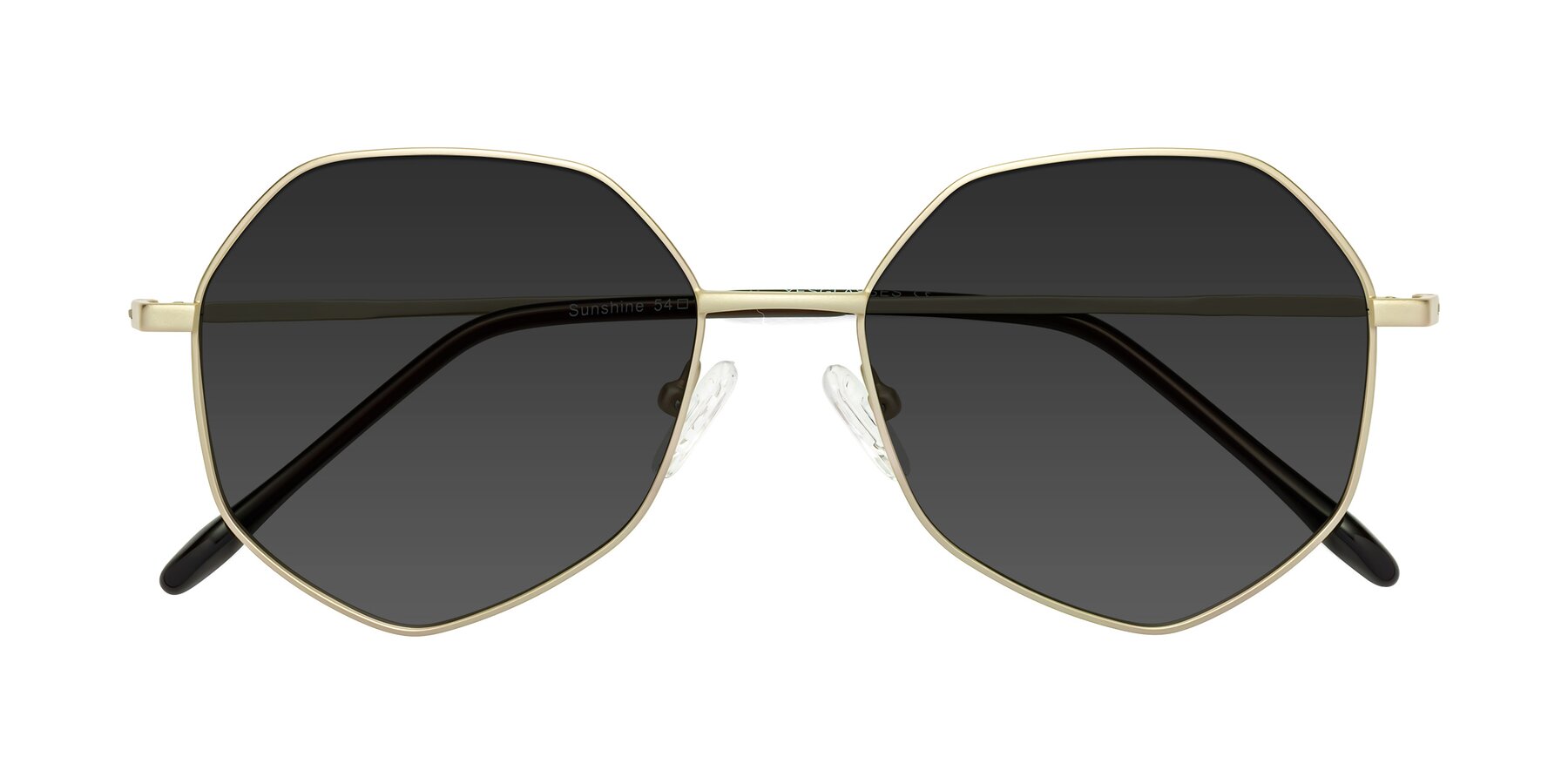 Folded Front of Sunshine in Light Gold with Gray Tinted Lenses