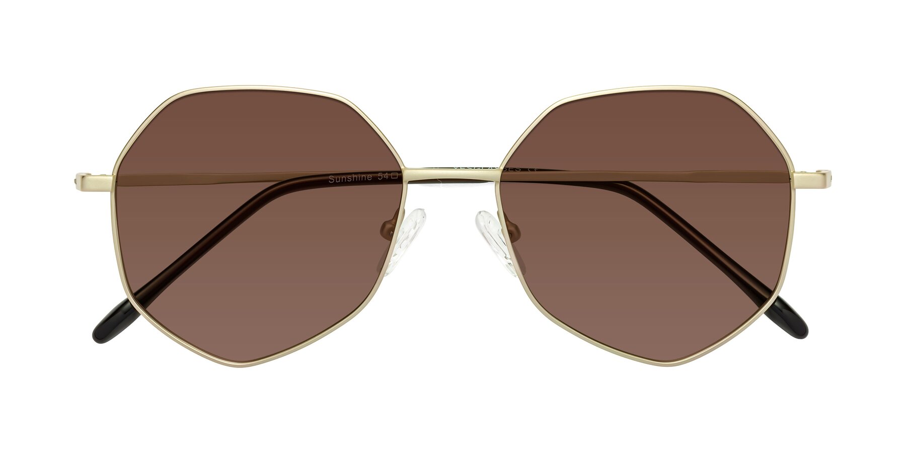 Folded Front of Sunshine in Light Gold with Brown Tinted Lenses
