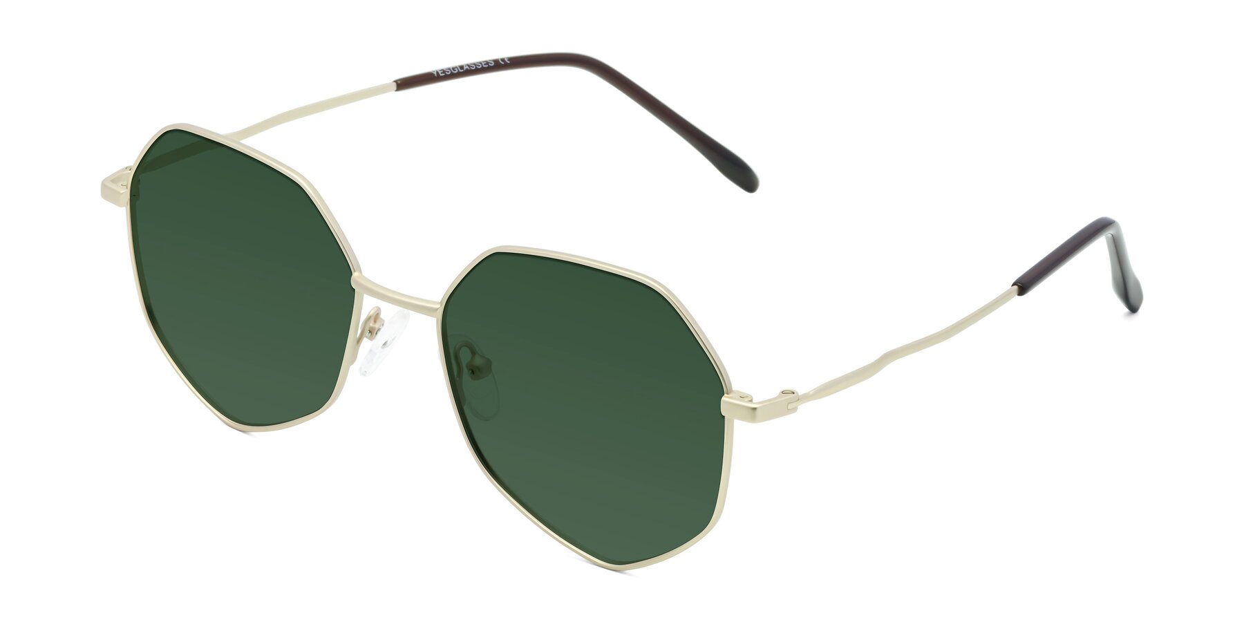 Angle of Sunshine in Light Gold with Green Tinted Lenses