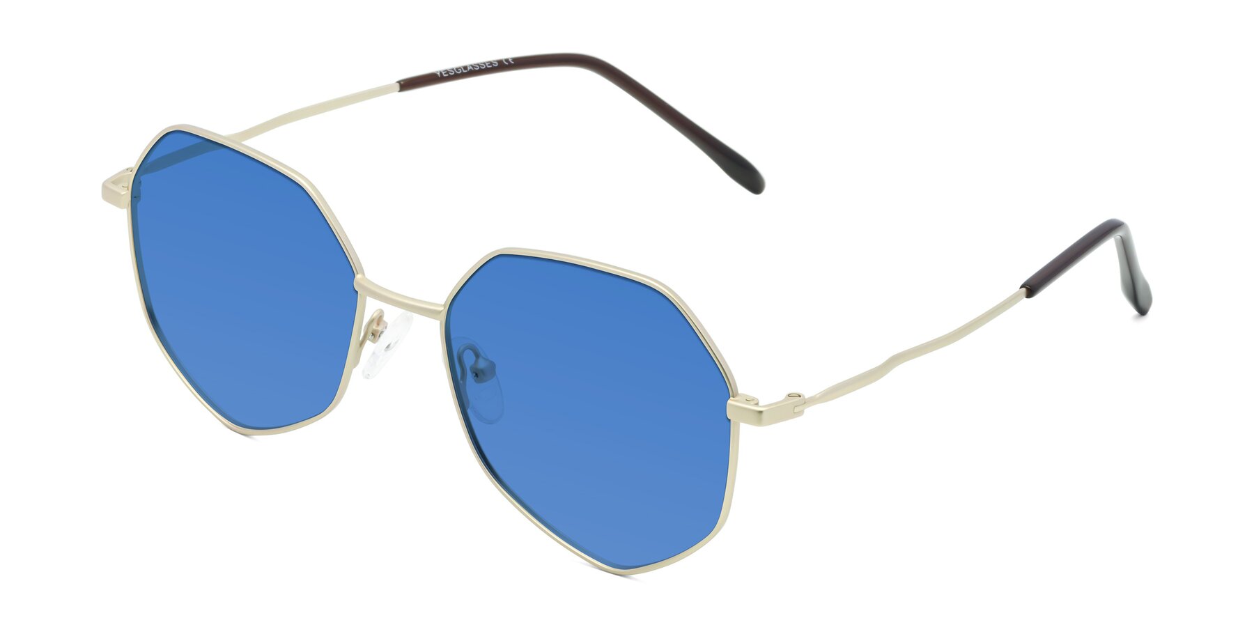 Angle of Sunshine in Light Gold with Blue Tinted Lenses