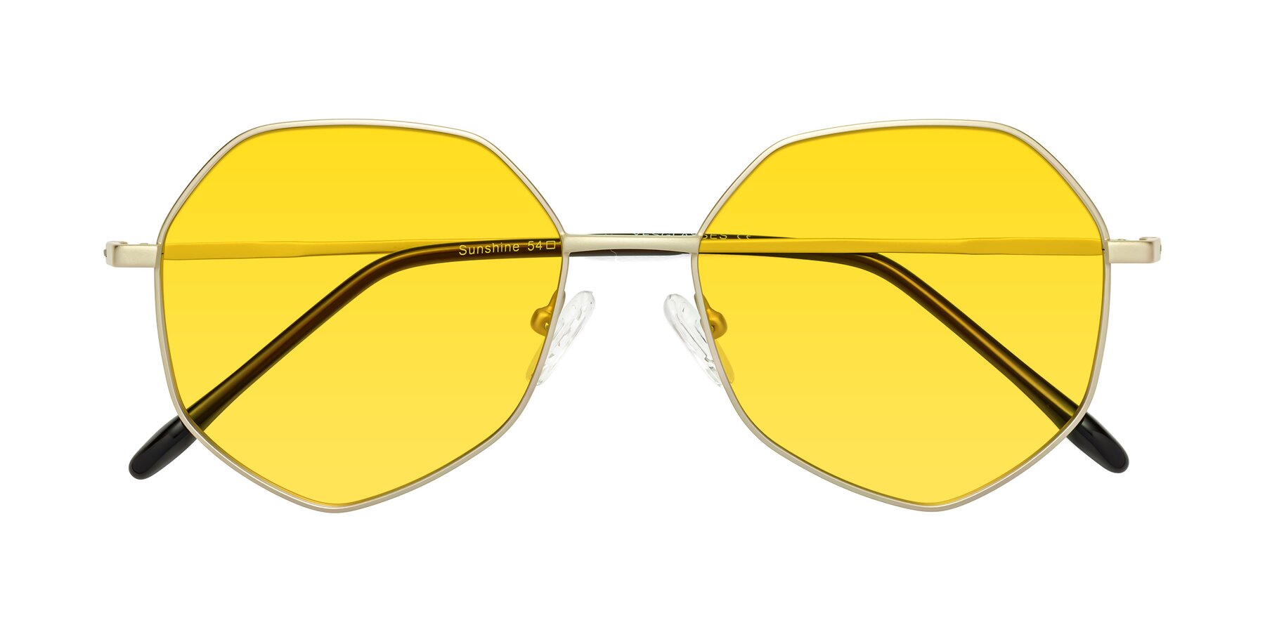 Folded Front of Sunshine in Light Gold with Yellow Tinted Lenses