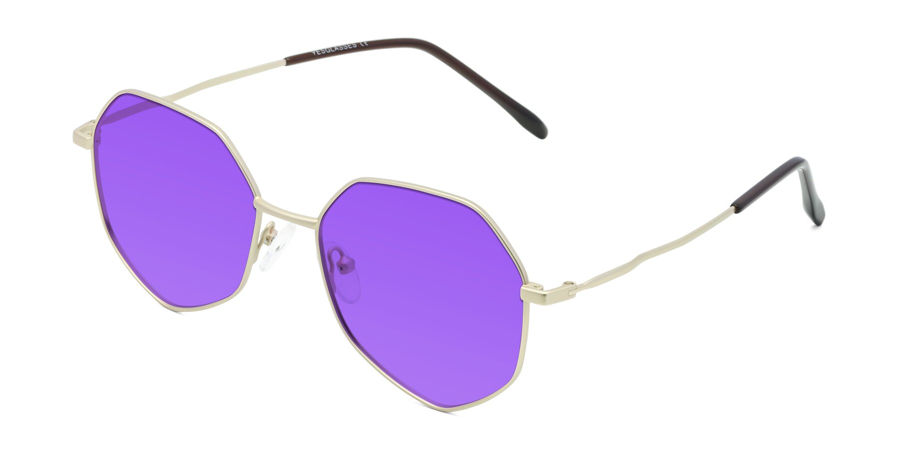 Angle of Sunshine in Light Gold with Purple Tinted Lenses