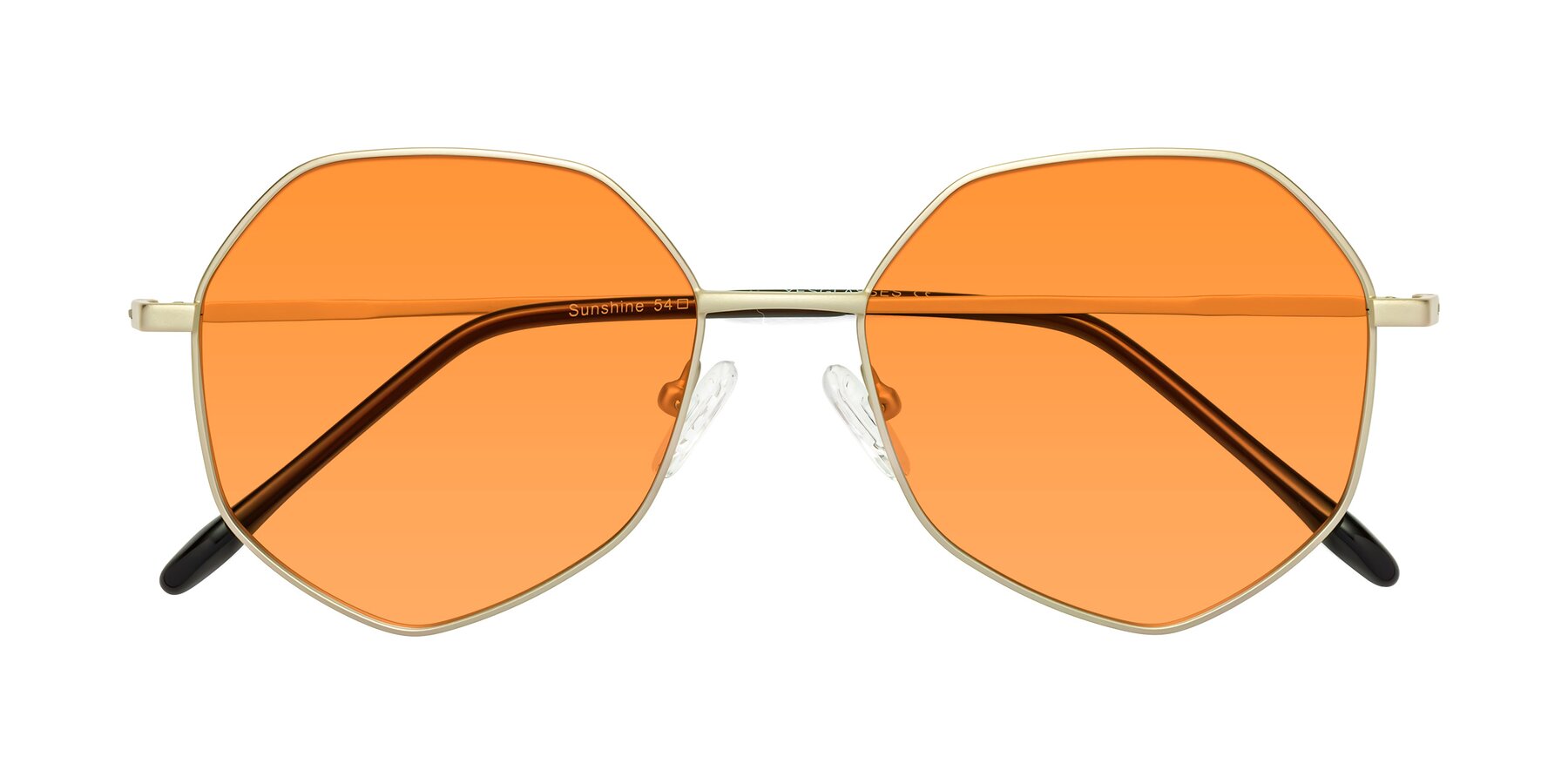 Folded Front of Sunshine in Light Gold with Orange Tinted Lenses