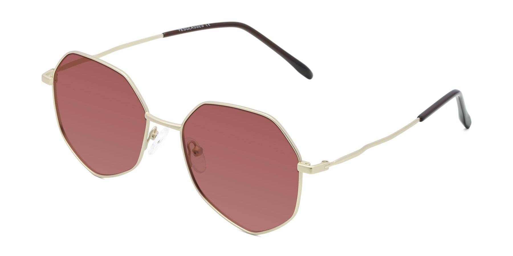 Angle of Sunshine in Light Gold with Garnet Tinted Lenses