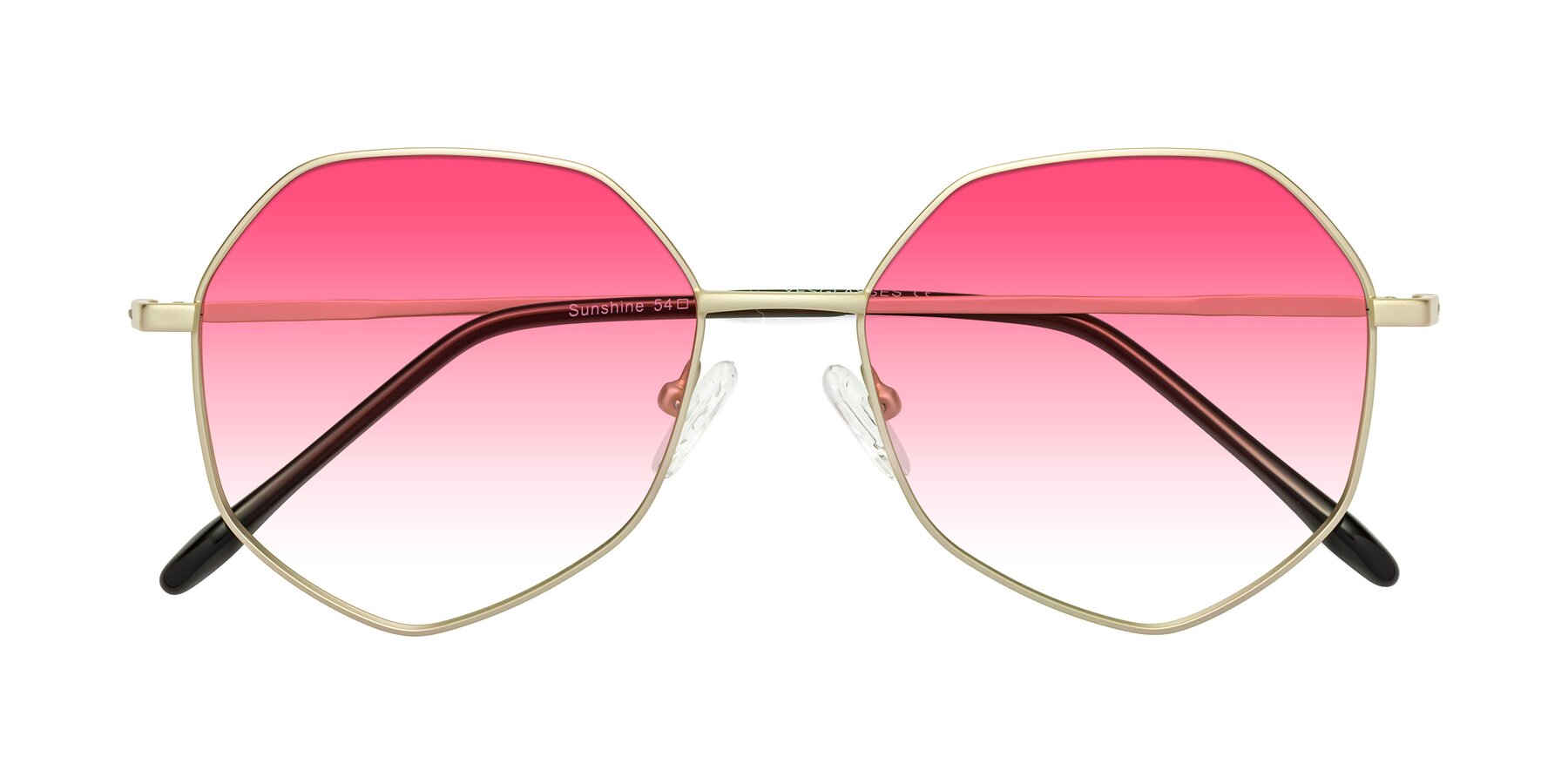 Folded Front of Sunshine in Light Gold with Pink Gradient Lenses