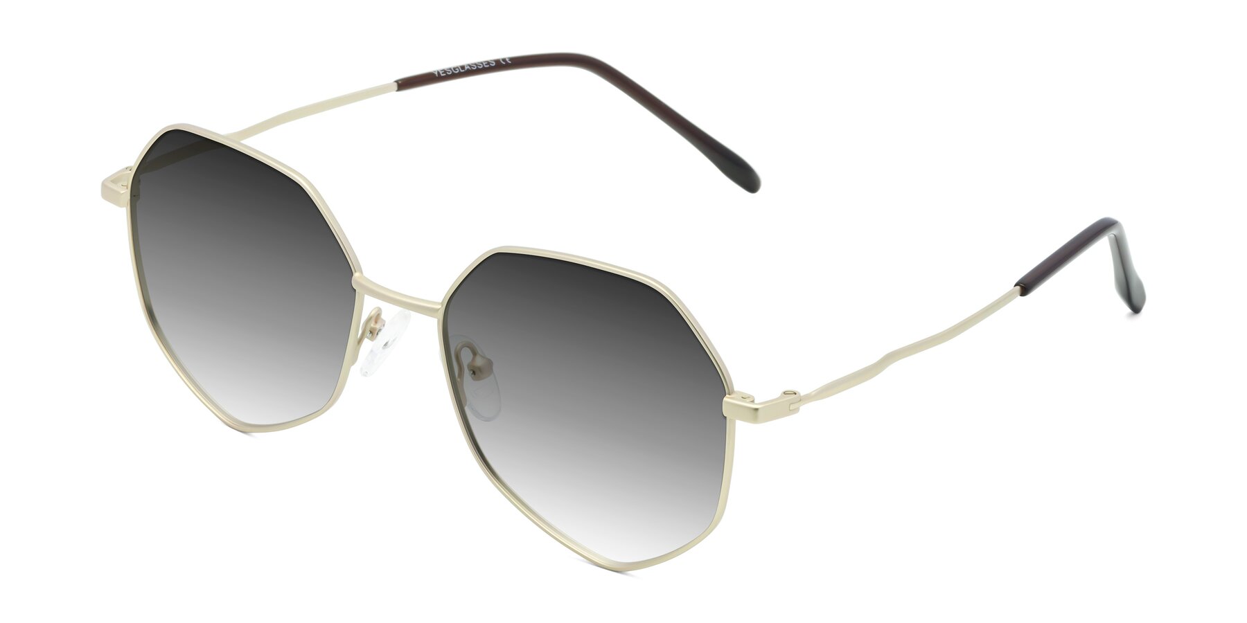 Angle of Sunshine in Light Gold with Gray Gradient Lenses