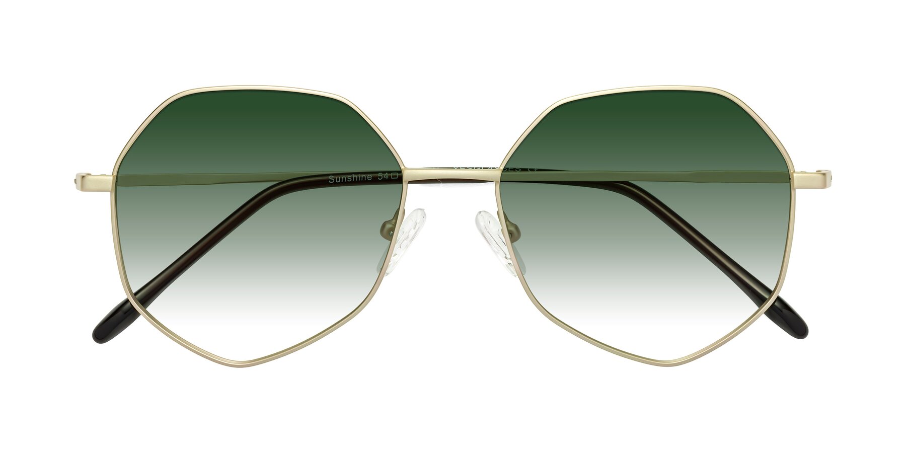 Folded Front of Sunshine in Light Gold with Green Gradient Lenses