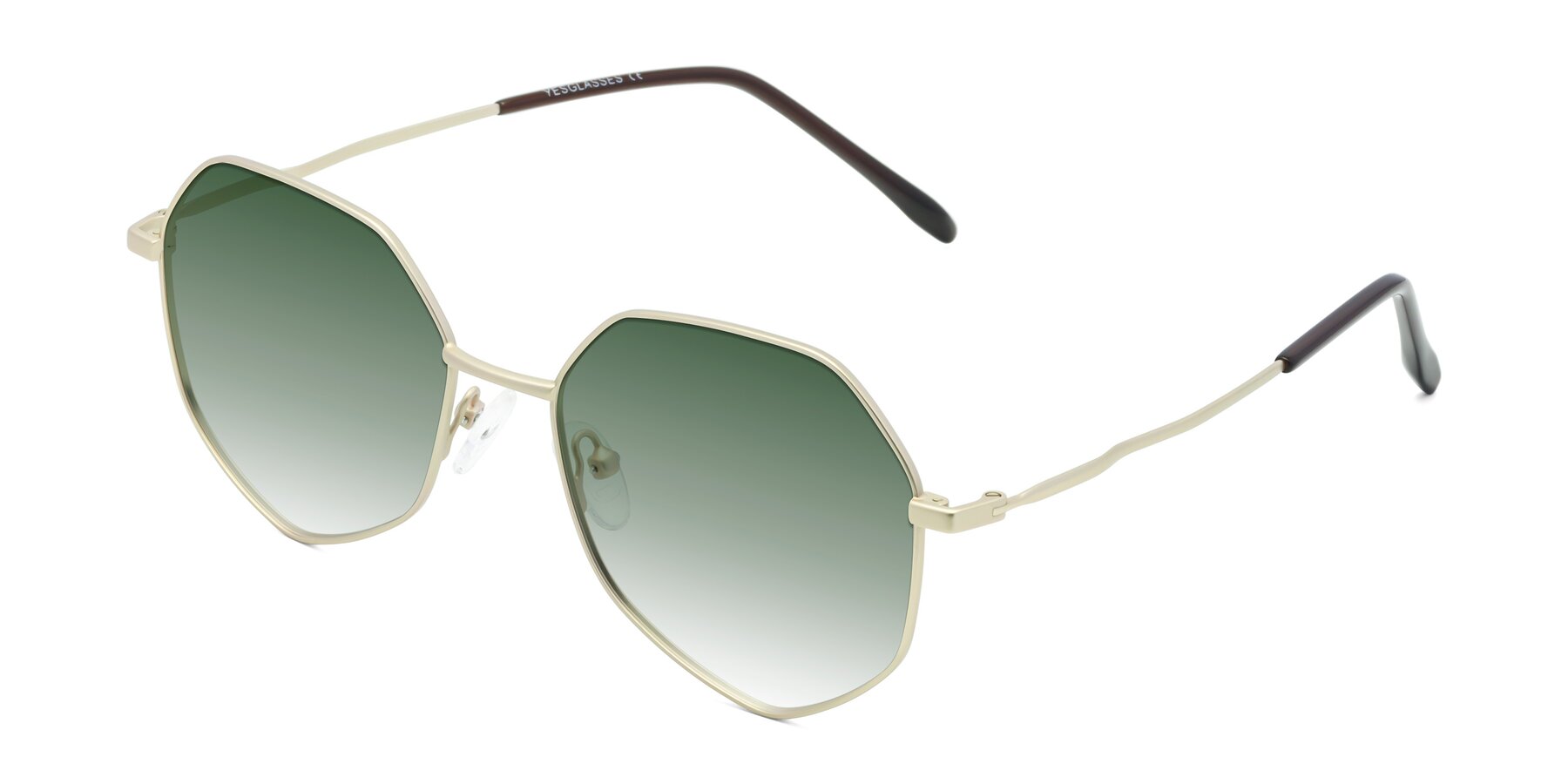 Angle of Sunshine in Light Gold with Green Gradient Lenses