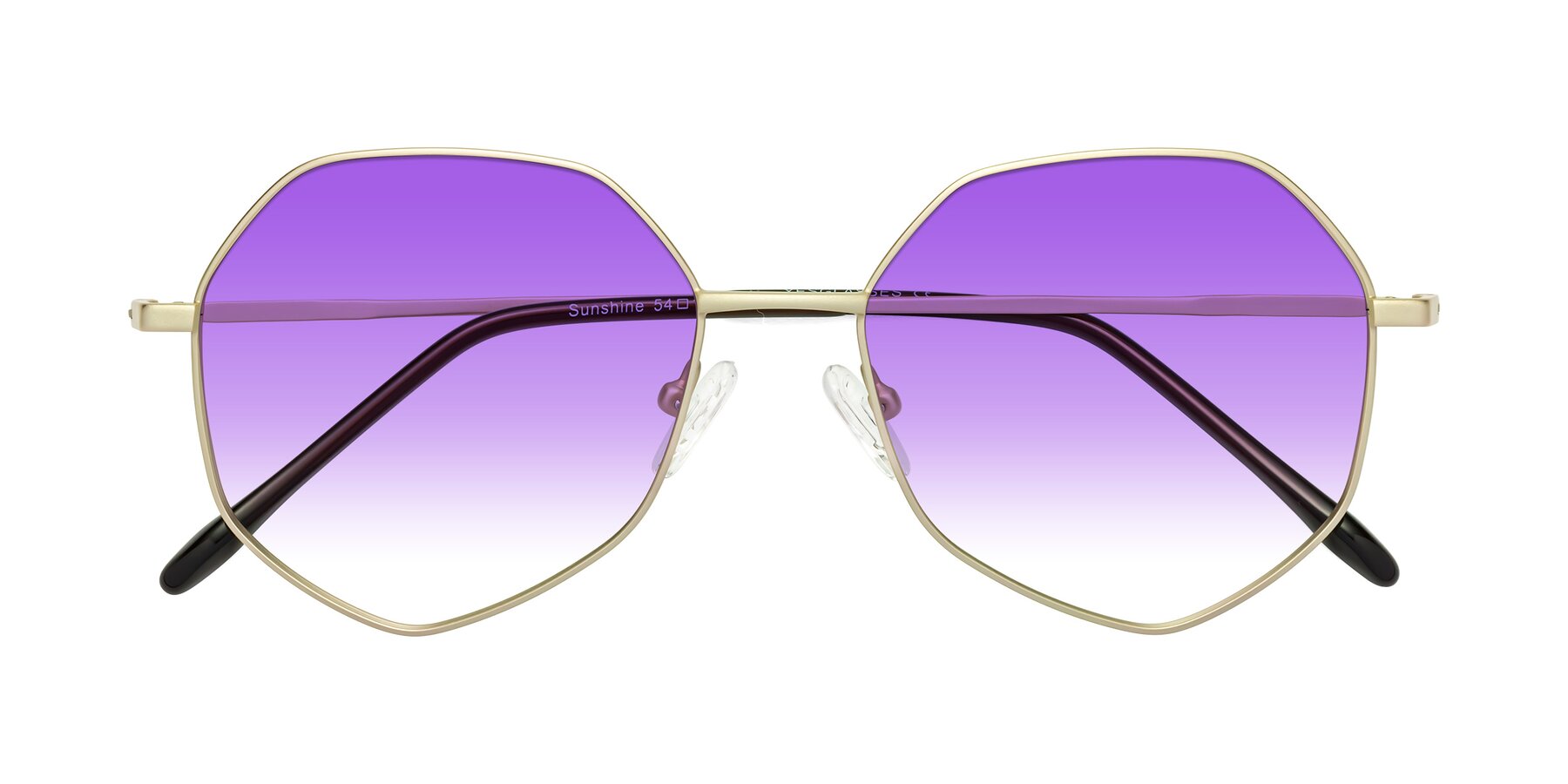 Folded Front of Sunshine in Light Gold with Purple Gradient Lenses