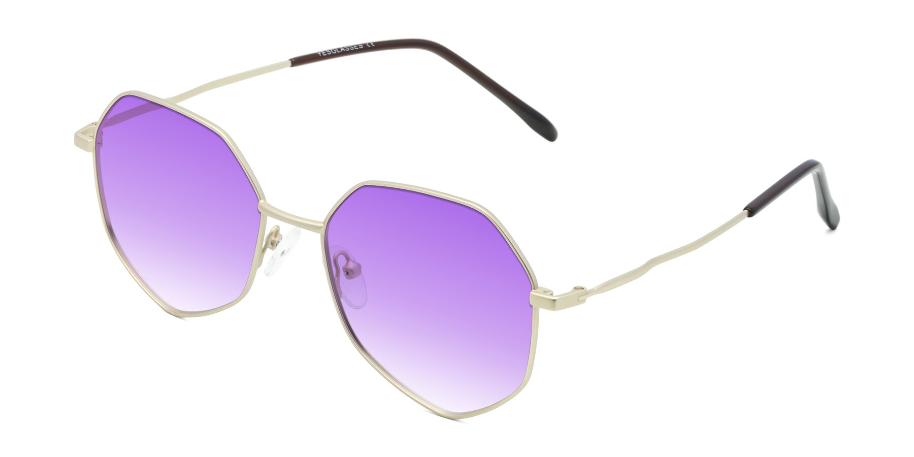 Angle of Sunshine in Light Gold with Purple Gradient Lenses