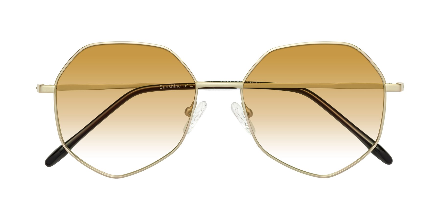Folded Front of Sunshine in Light Gold with Champagne Gradient Lenses