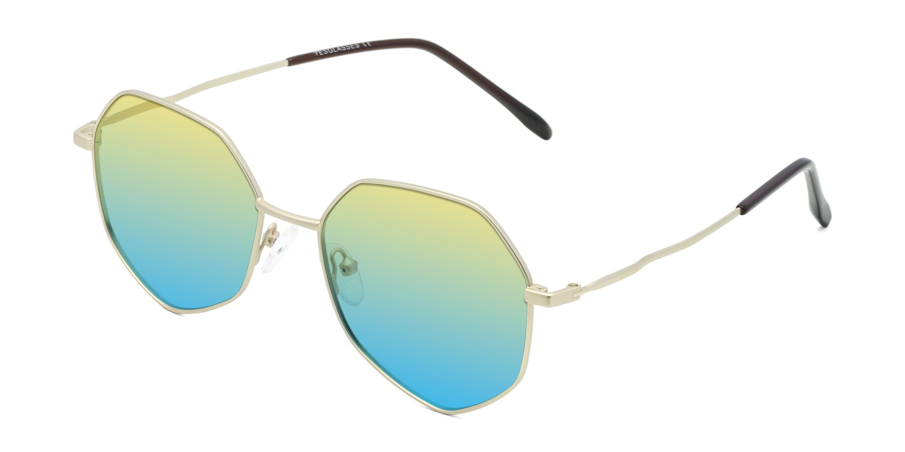 Angle of Sunshine in Light Gold with Yellow / Blue Gradient Lenses
