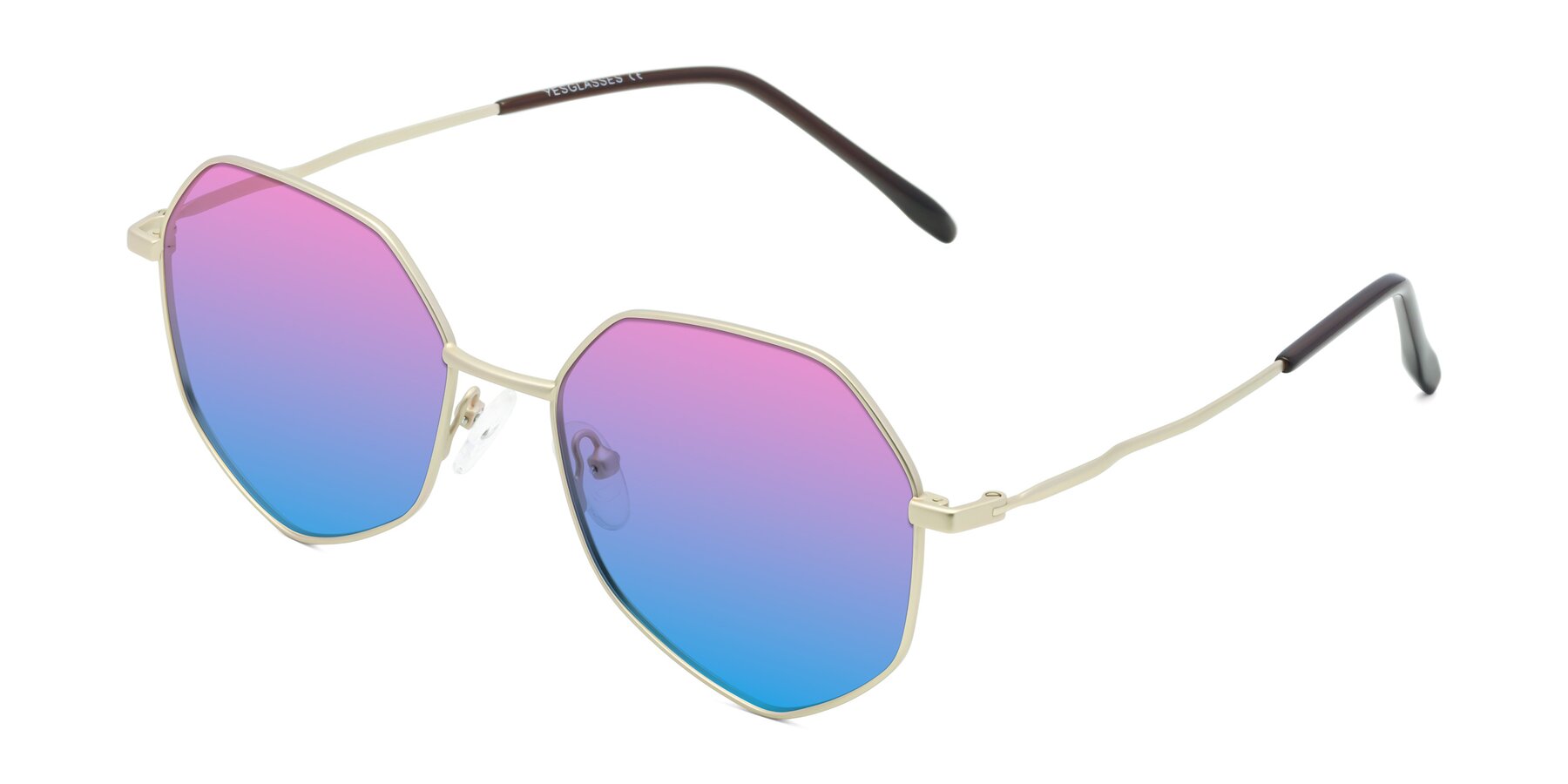 Angle of Sunshine in Light Gold with Pink / Blue Gradient Lenses