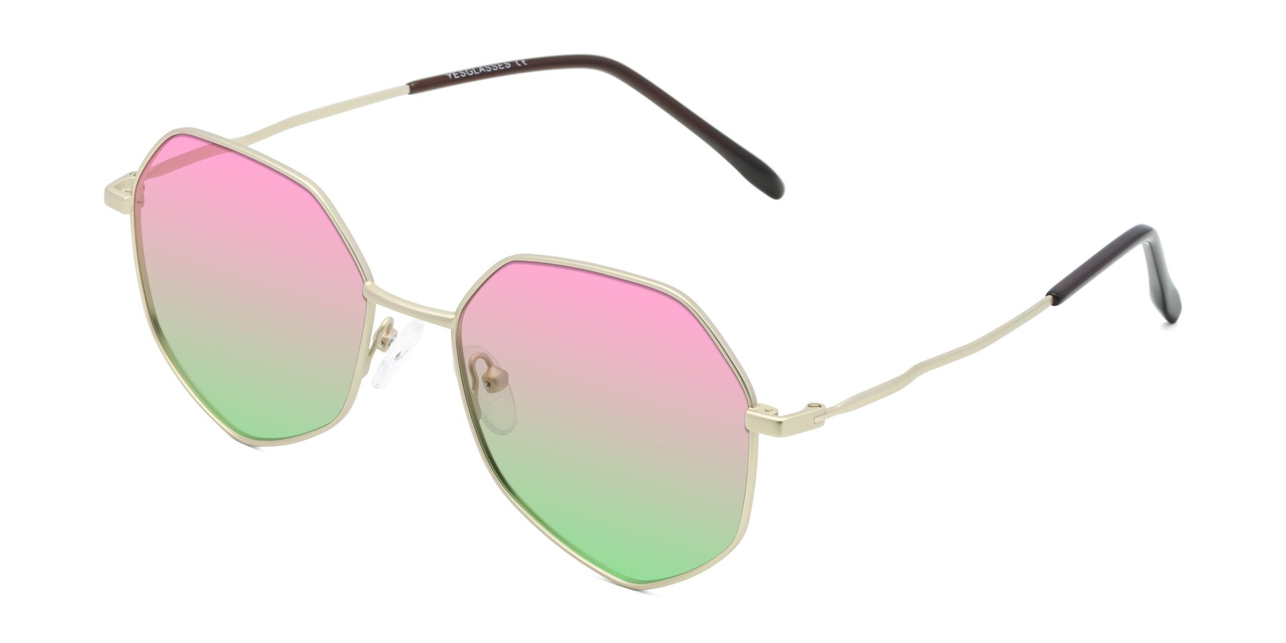 Angle of Sunshine in Light Gold with Pink / Green Gradient Lenses