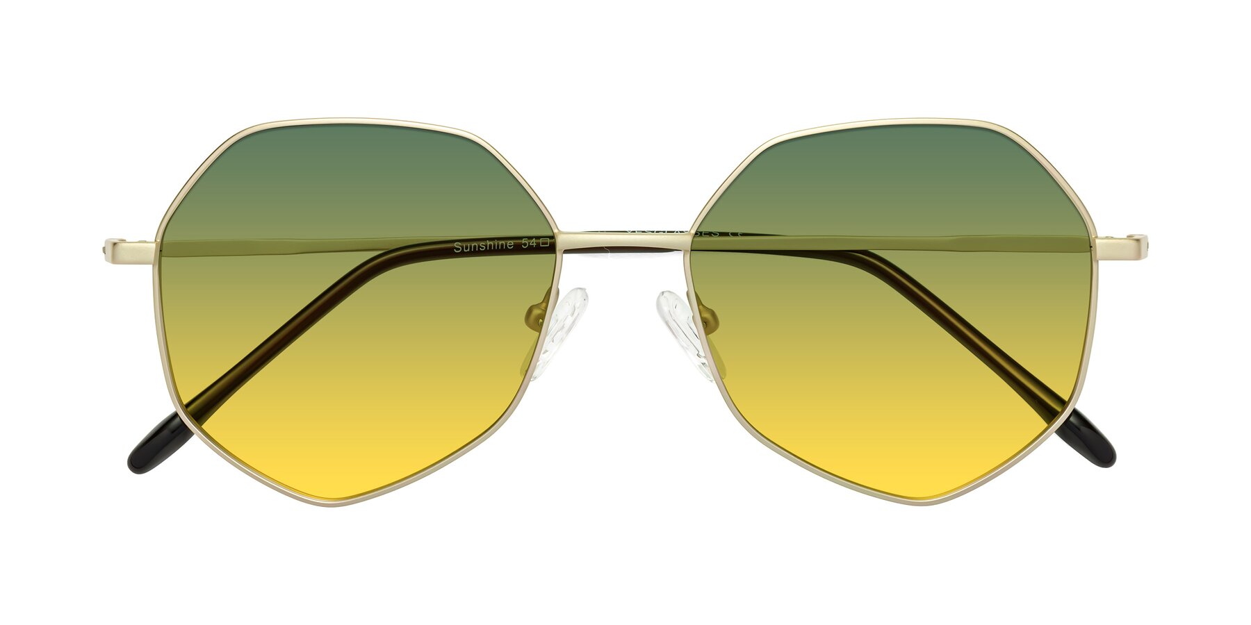 Folded Front of Sunshine in Light Gold with Green / Yellow Gradient Lenses