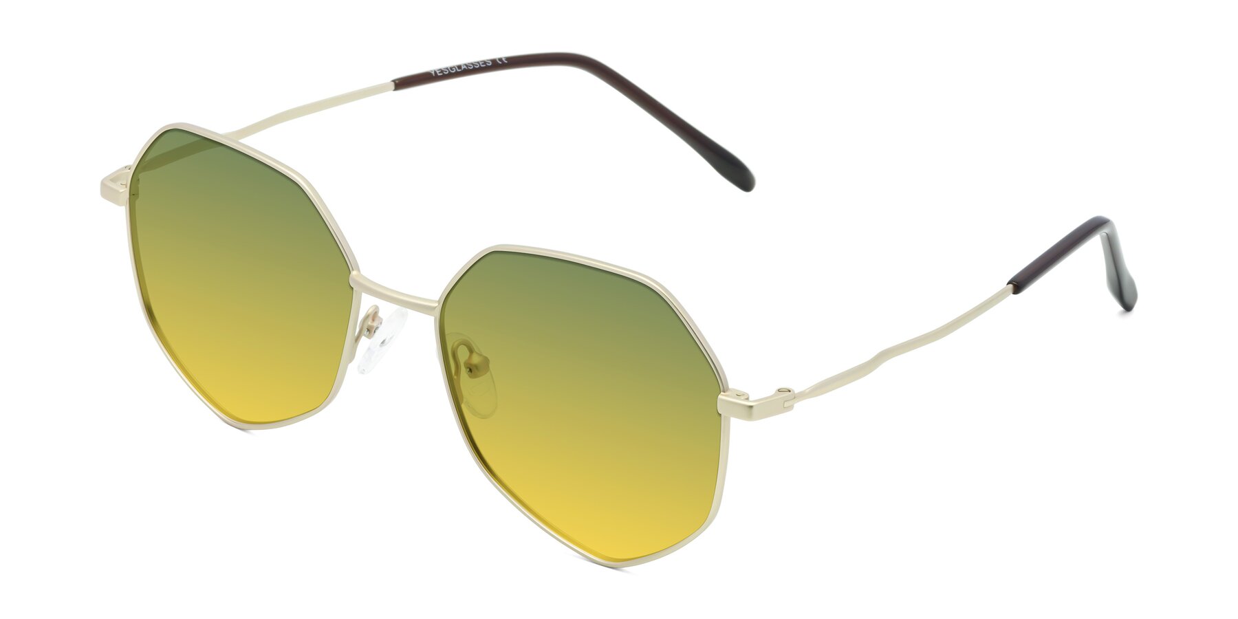 Angle of Sunshine in Light Gold with Green / Yellow Gradient Lenses