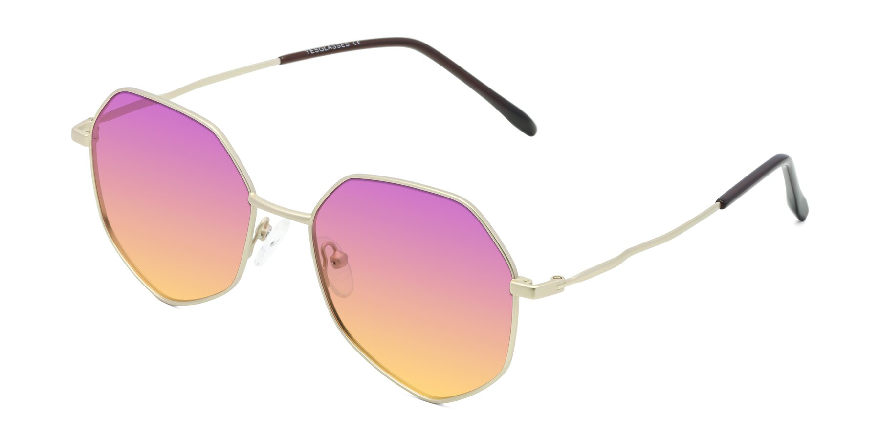 Angle of Sunshine in Light Gold with Purple / Yellow Gradient Lenses