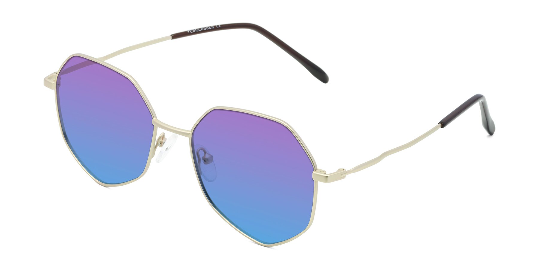 Angle of Sunshine in Light Gold with Purple / Blue Gradient Lenses