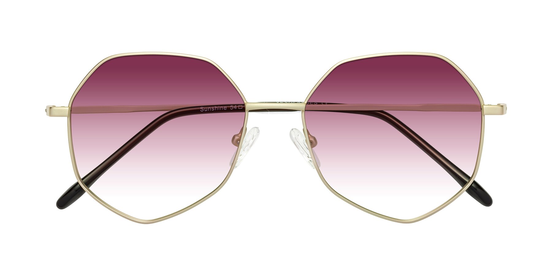 Folded Front of Sunshine in Light Gold with Wine Gradient Lenses