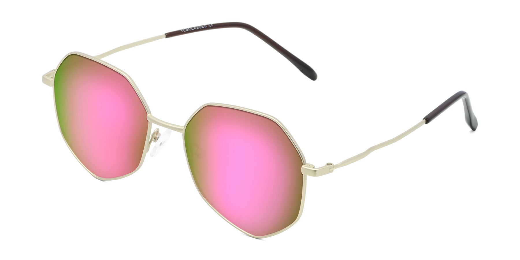 Angle of Sunshine in Light Gold with Pink Mirrored Lenses