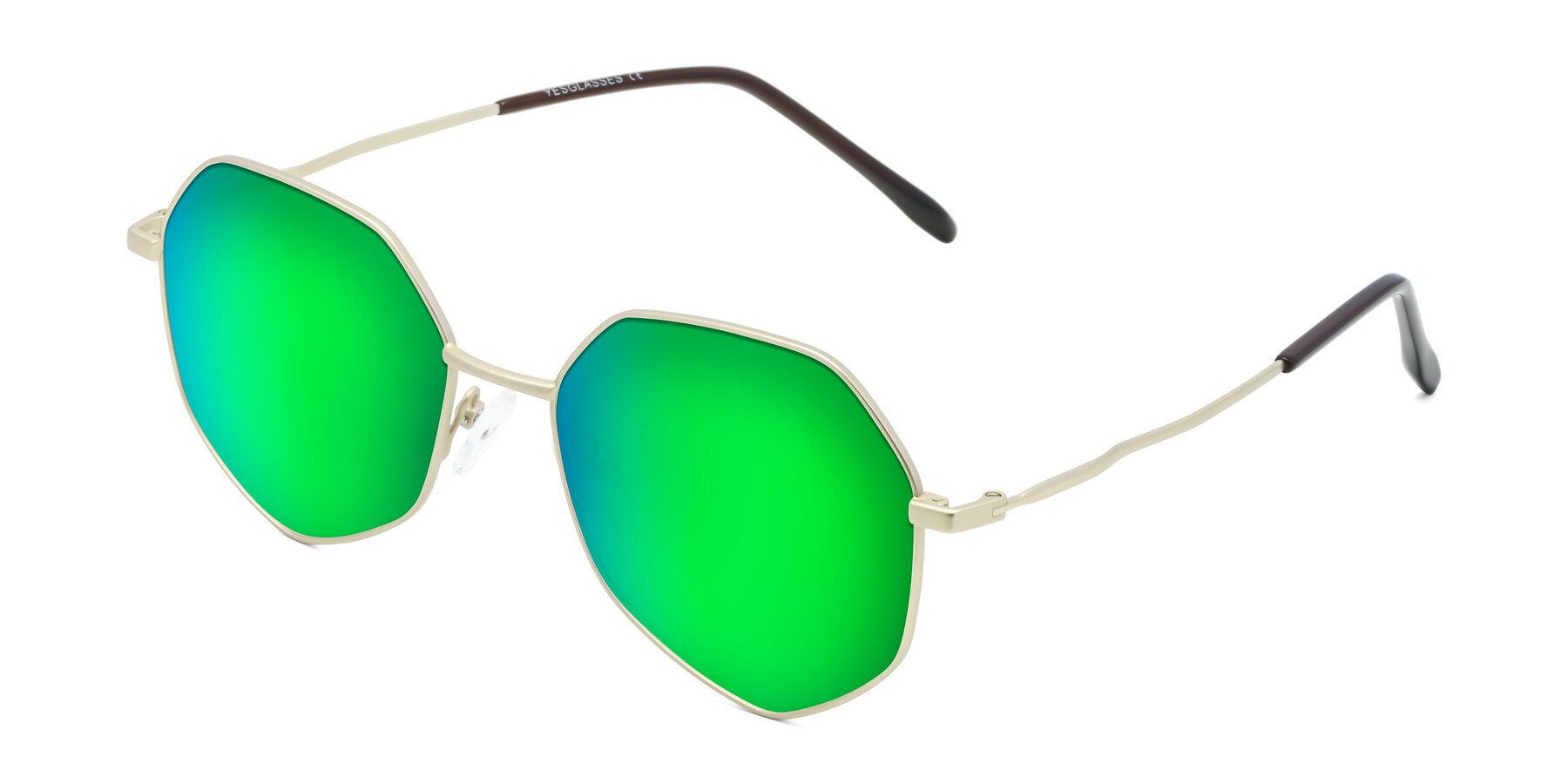 Angle of Sunshine in Light Gold with Green Mirrored Lenses