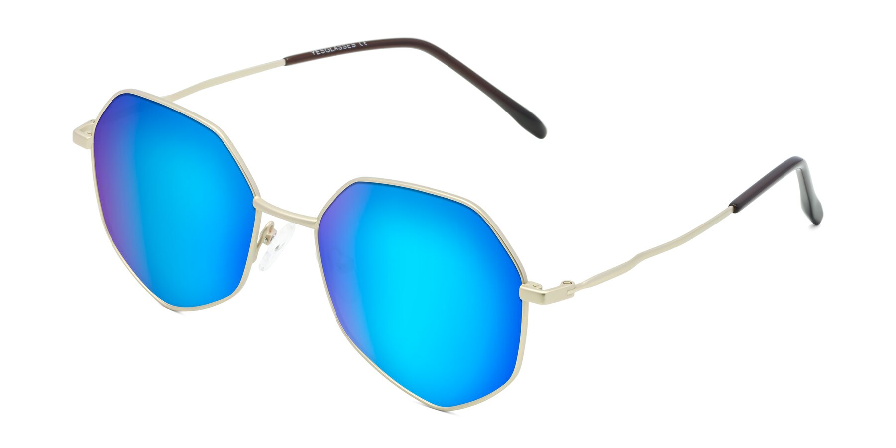 Angle of Sunshine in Light Gold with Blue Mirrored Lenses