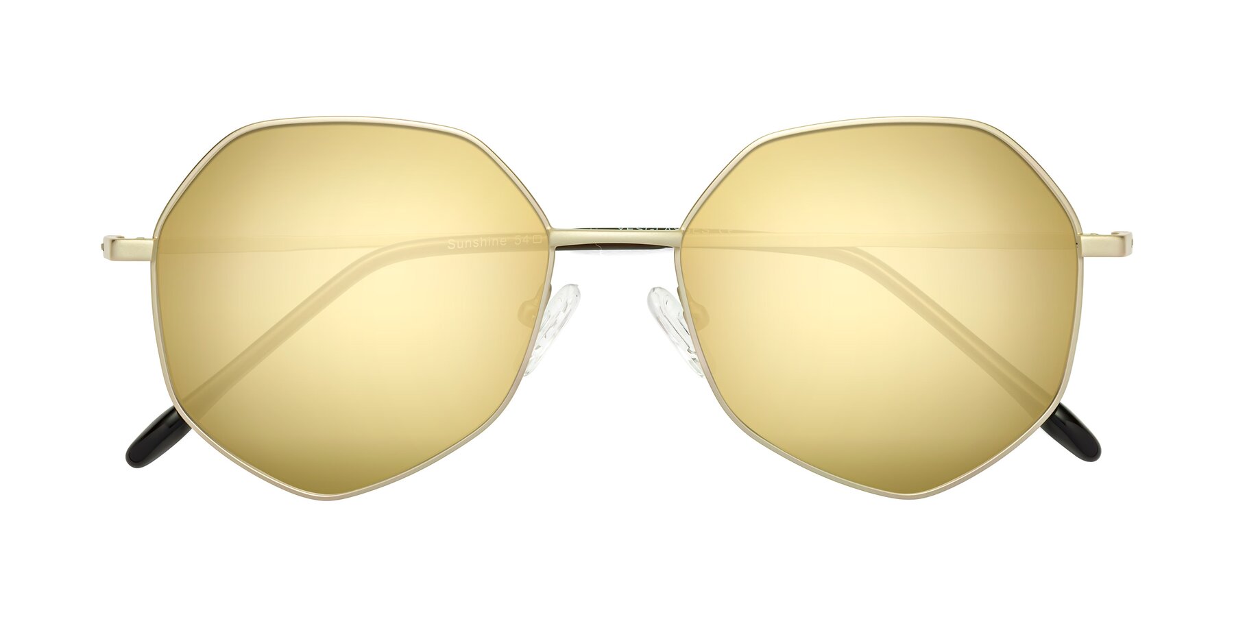 Folded Front of Sunshine in Light Gold with Gold Mirrored Lenses