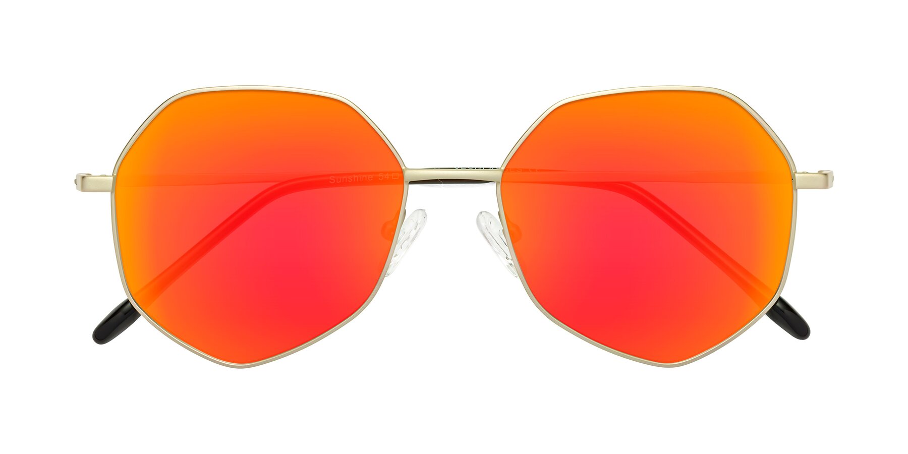 Folded Front of Sunshine in Light Gold with Red Gold Mirrored Lenses
