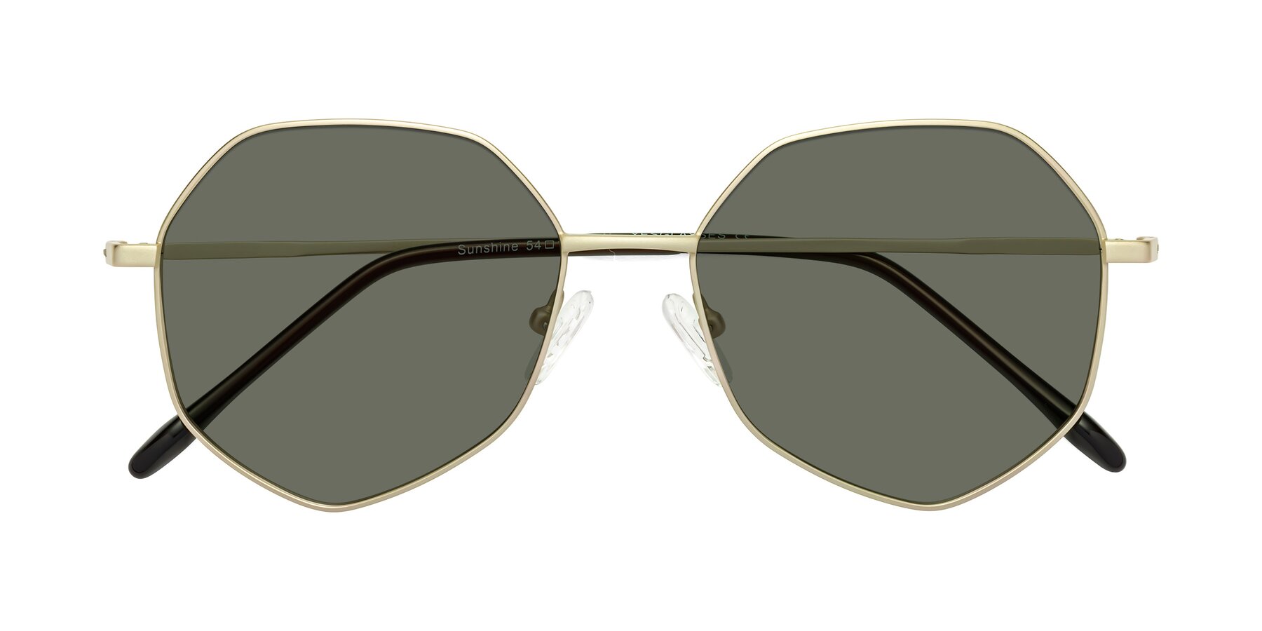 Folded Front of Sunshine in Light Gold with Gray Polarized Lenses