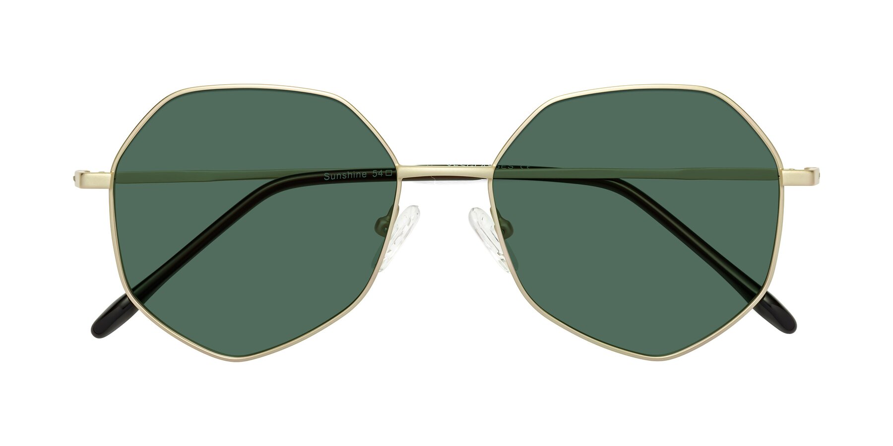 Folded Front of Sunshine in Light Gold with Green Polarized Lenses
