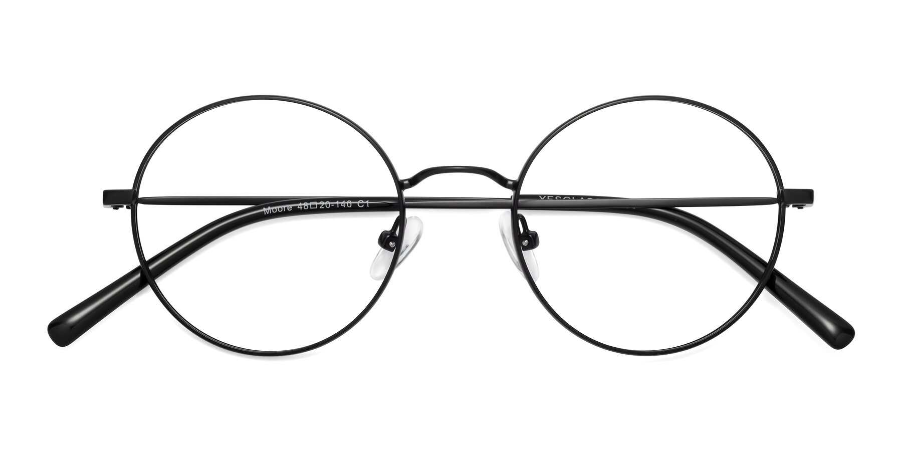 Black Retro-Vintage Metal Round Eyeglasses - Moore