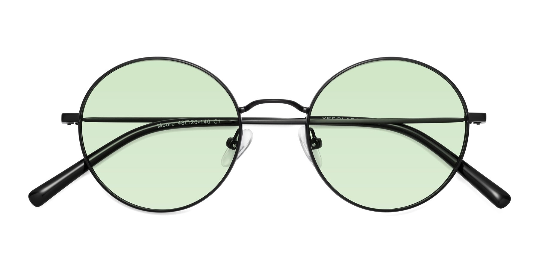 Folded Front of Moore in Black with Light Green Tinted Lenses