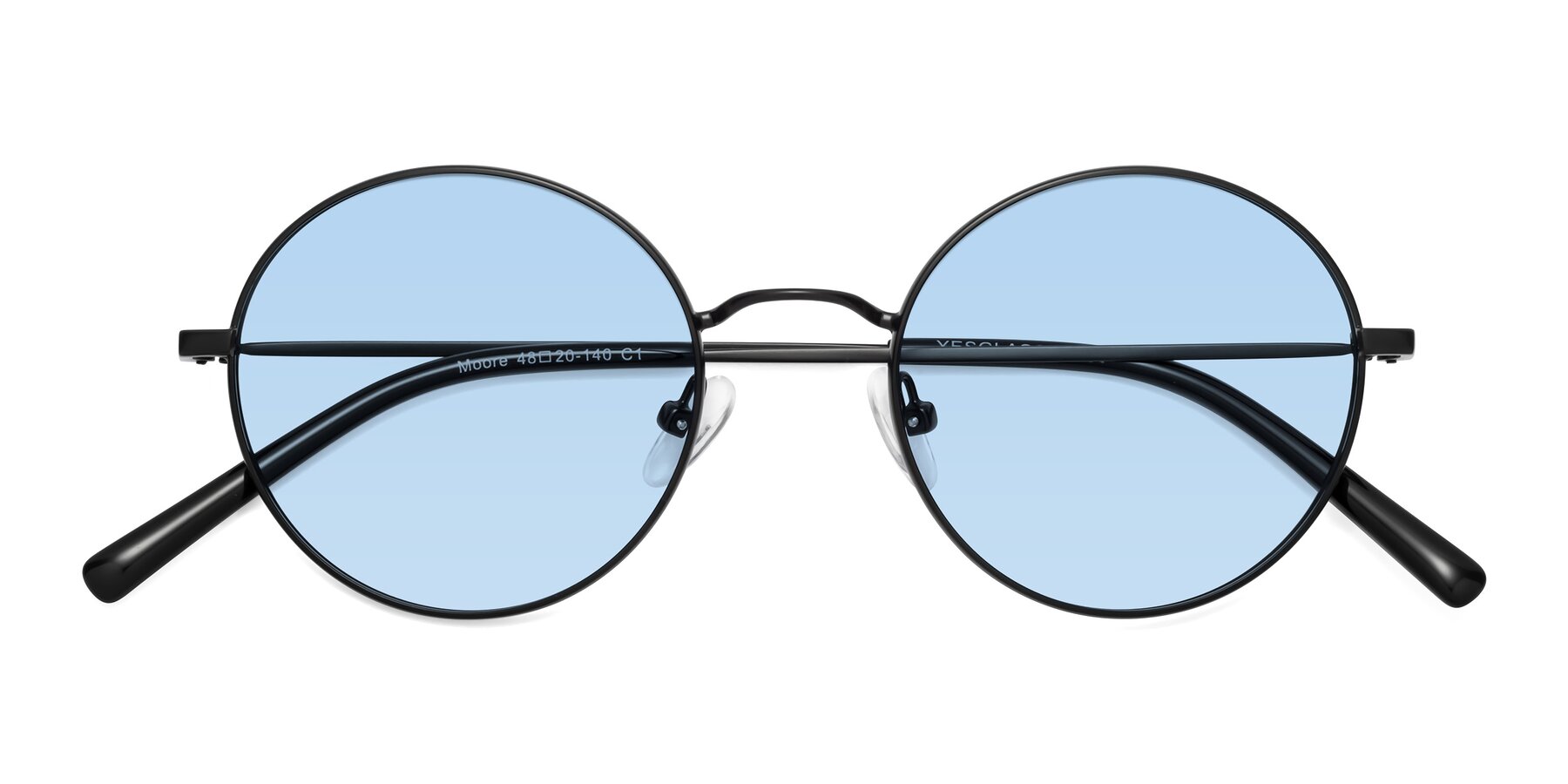 Folded Front of Moore in Black with Light Blue Tinted Lenses