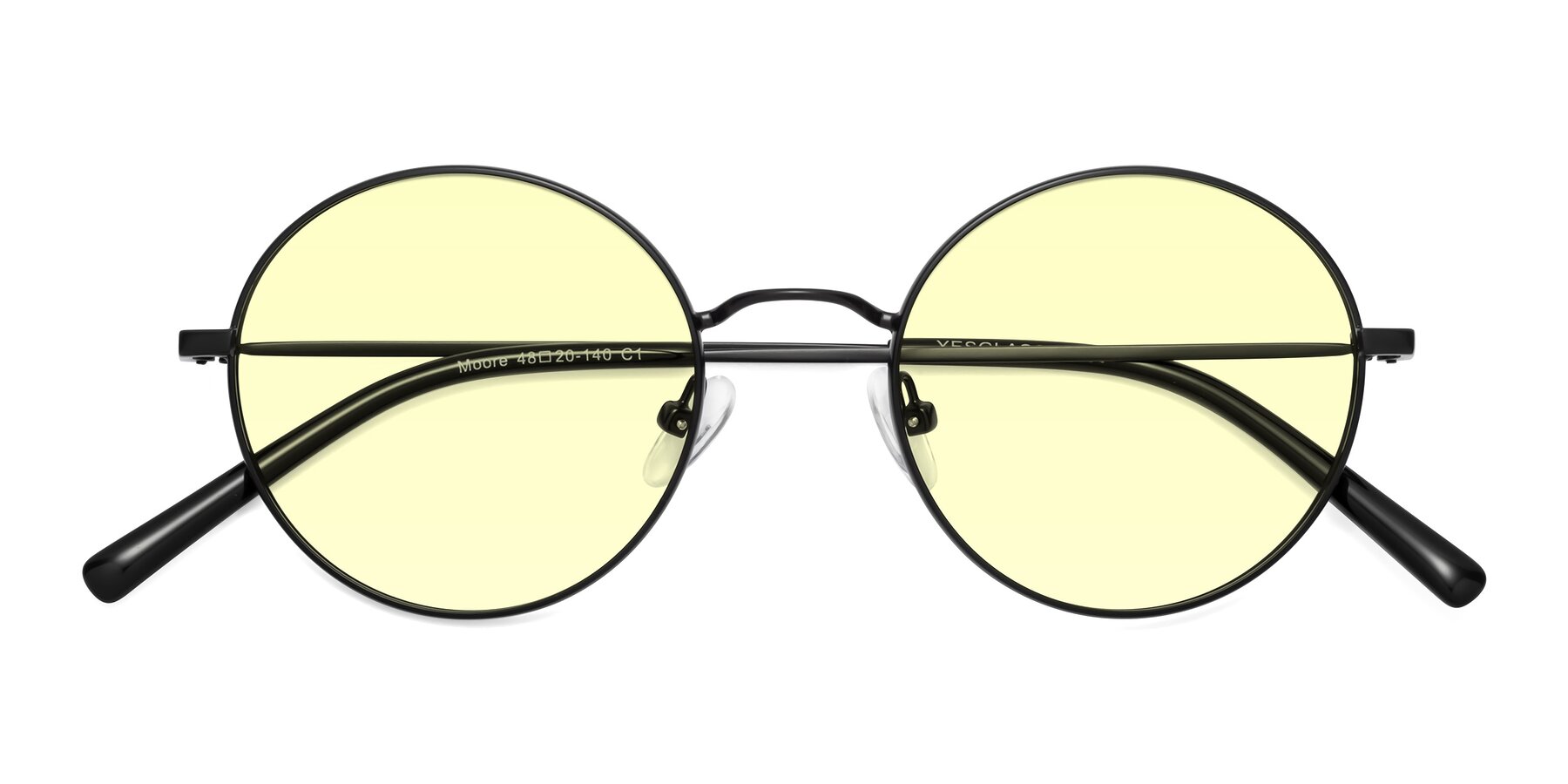 Folded Front of Moore in Black with Light Yellow Tinted Lenses