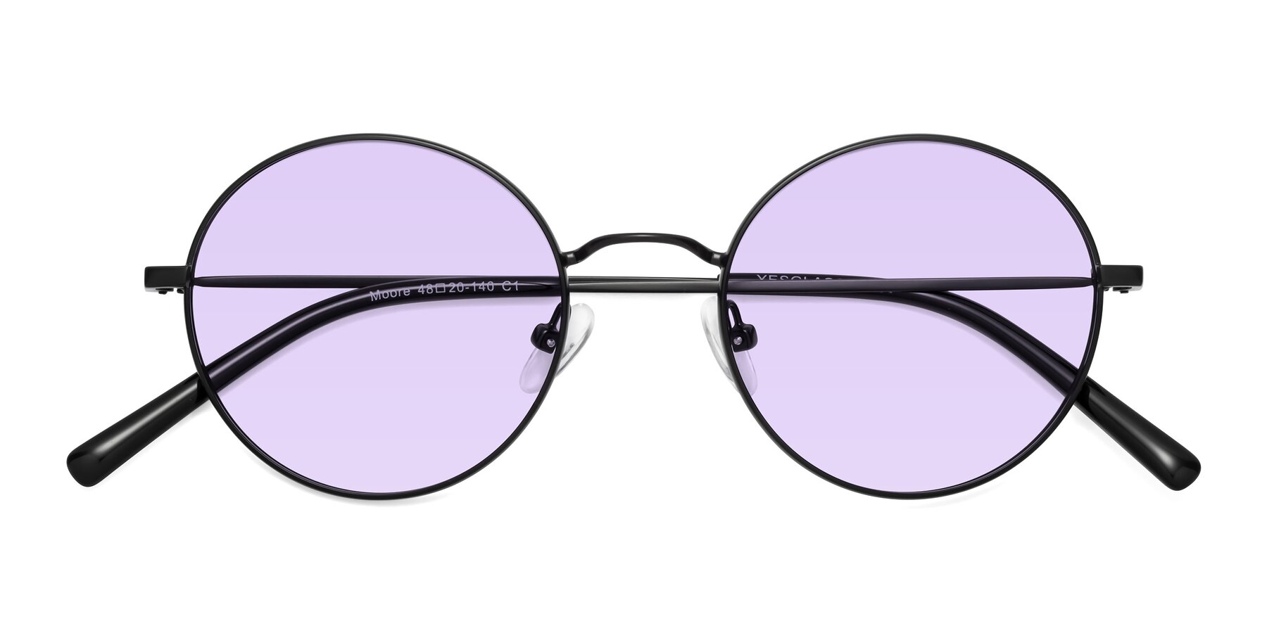 Folded Front of Moore in Black with Light Purple Tinted Lenses