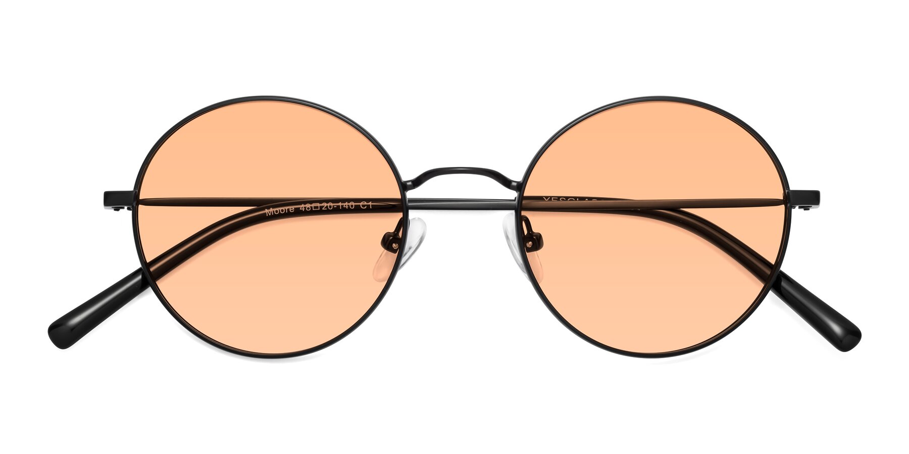Folded Front of Moore in Black with Light Orange Tinted Lenses