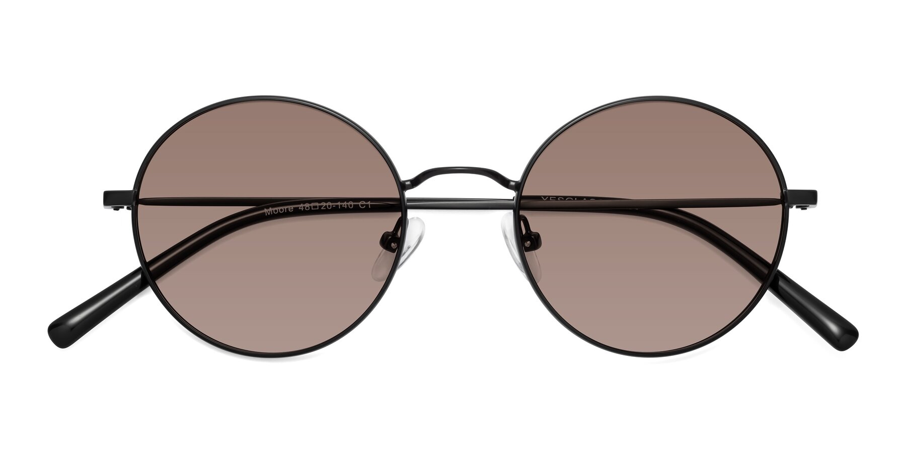 Folded Front of Moore in Black with Medium Brown Tinted Lenses