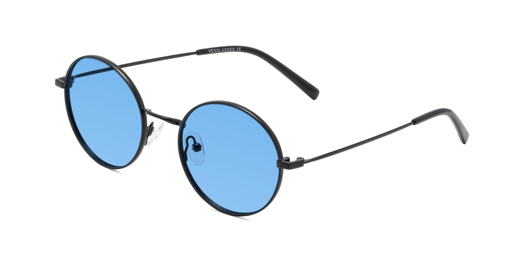 Angle of Moore in Black with Medium Blue Tinted Lenses
