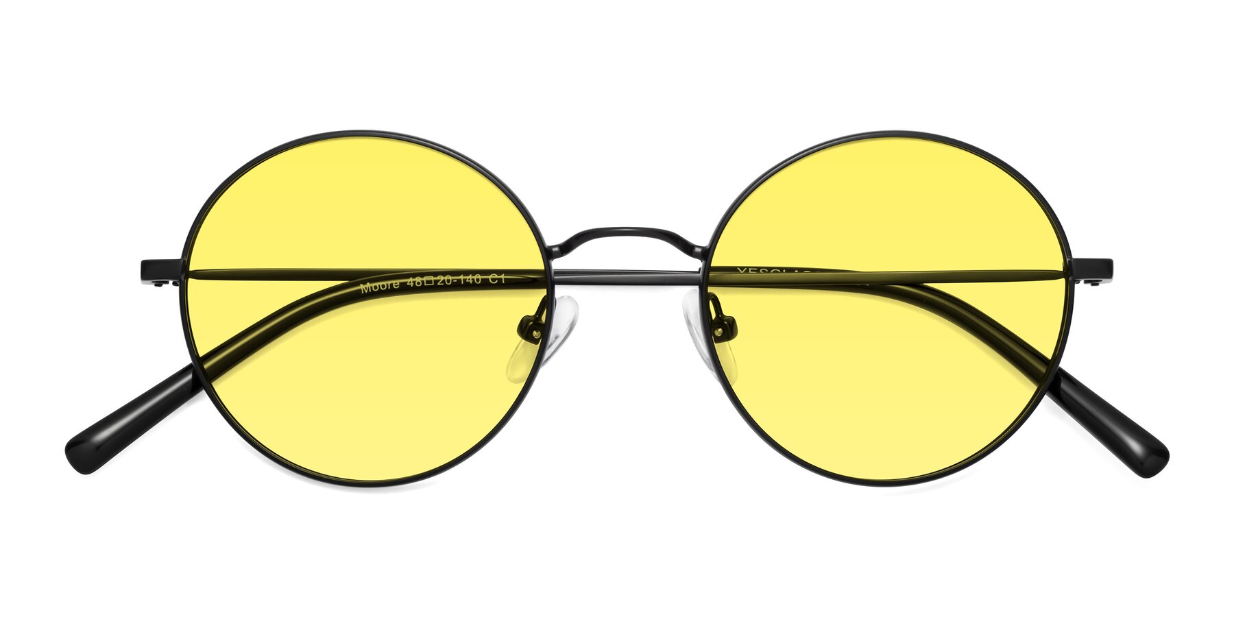 Folded Front of Moore in Black with Medium Yellow Tinted Lenses