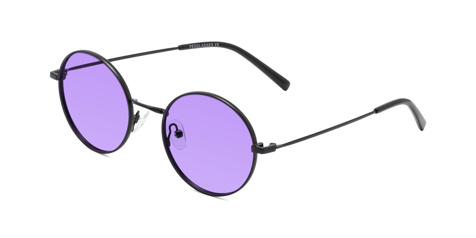 Angle of Moore in Black with Medium Purple Tinted Lenses