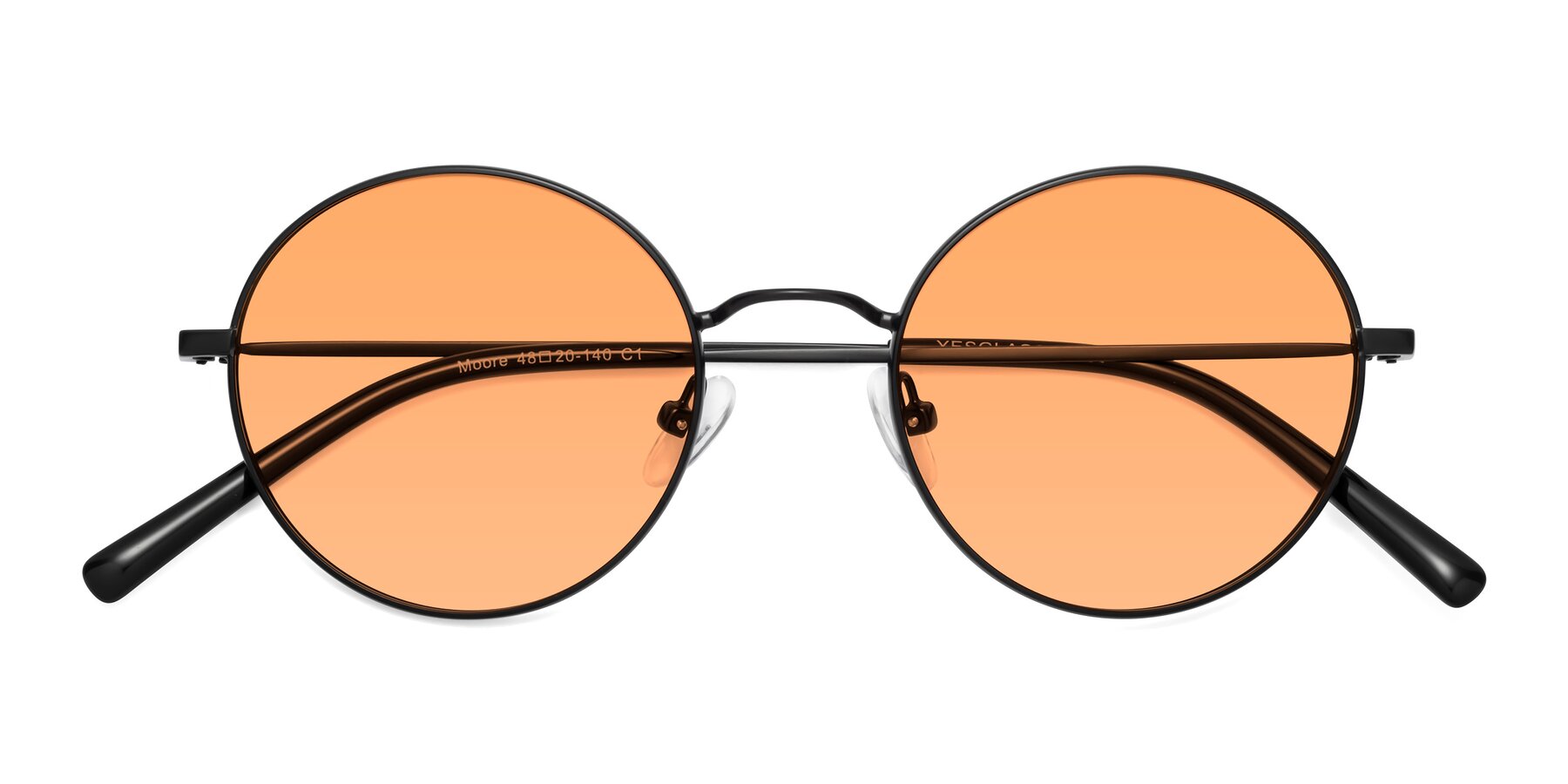 Folded Front of Moore in Black with Medium Orange Tinted Lenses