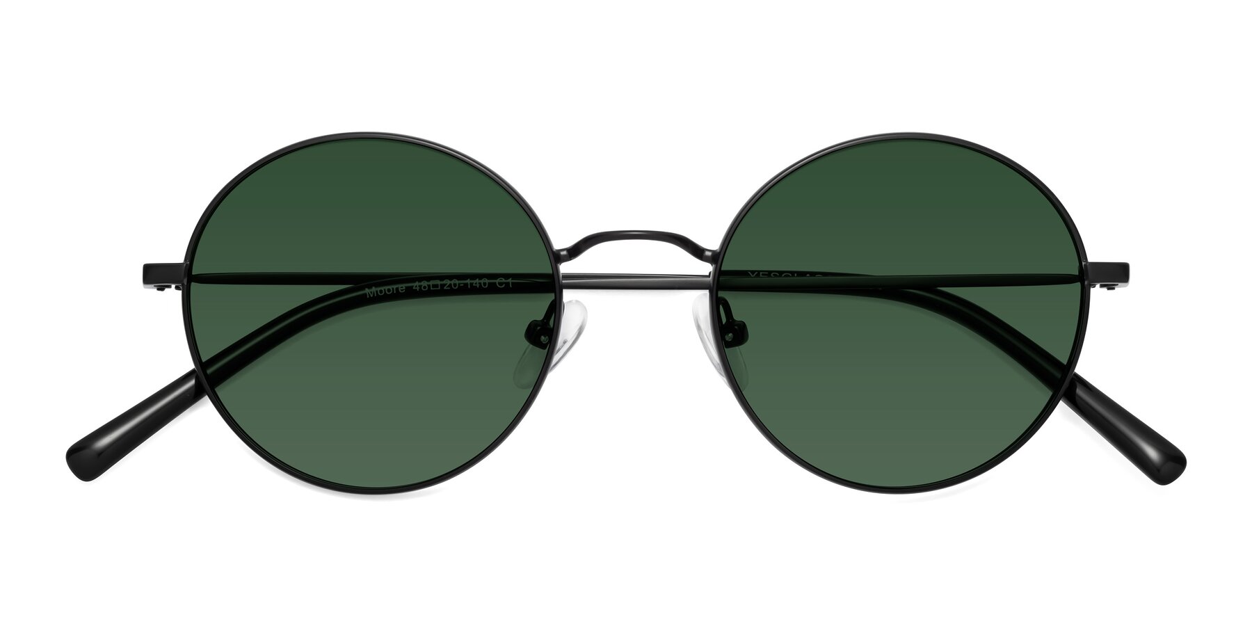 Folded Front of Moore in Black with Green Tinted Lenses