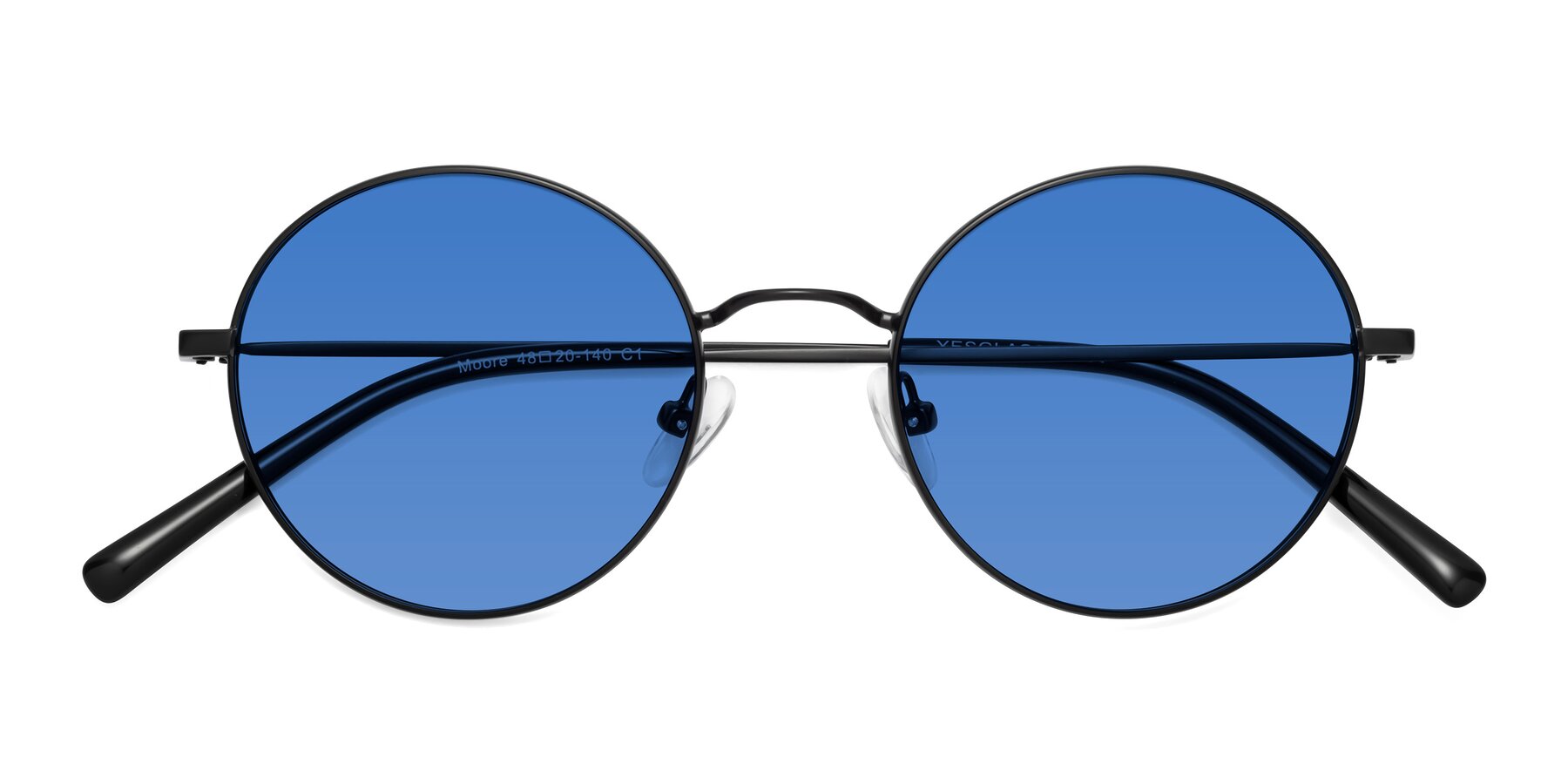 Folded Front of Moore in Black with Blue Tinted Lenses
