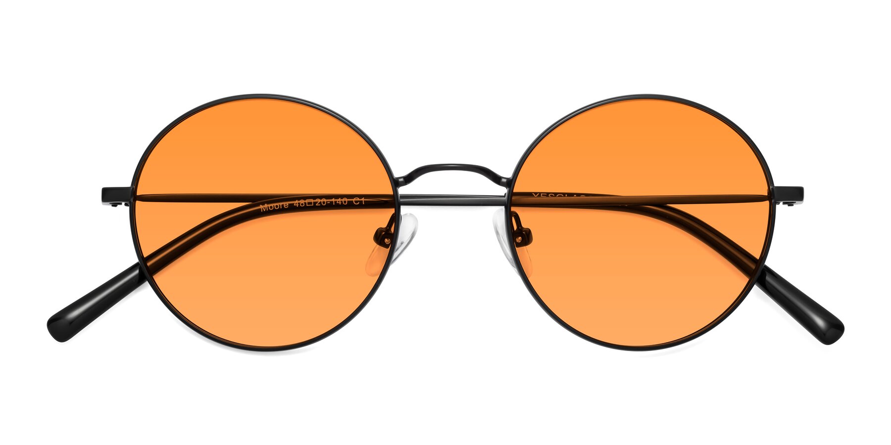 Folded Front of Moore in Black with Orange Tinted Lenses