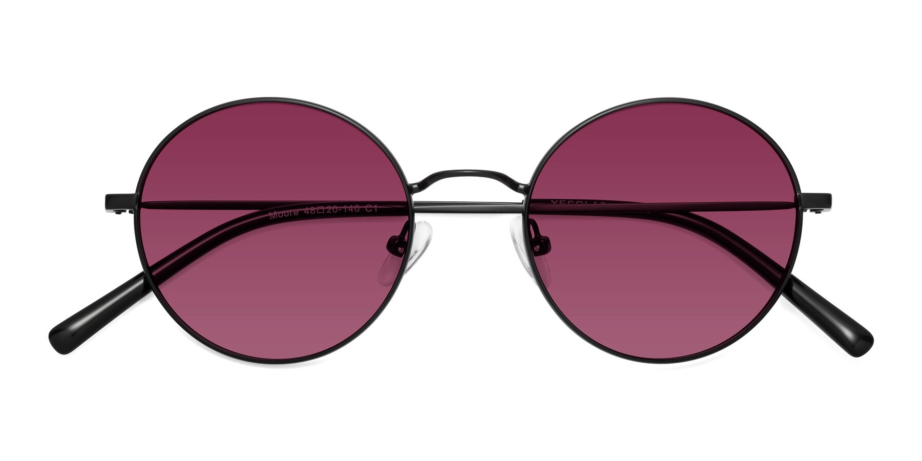 Folded Front of Moore in Black with Wine Tinted Lenses